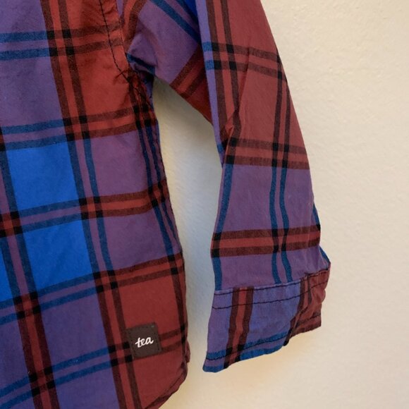 Tea Collection Blue Plaid Button Up Baby Shirt 100% Cotton 6-9M - Picture 6 of 8